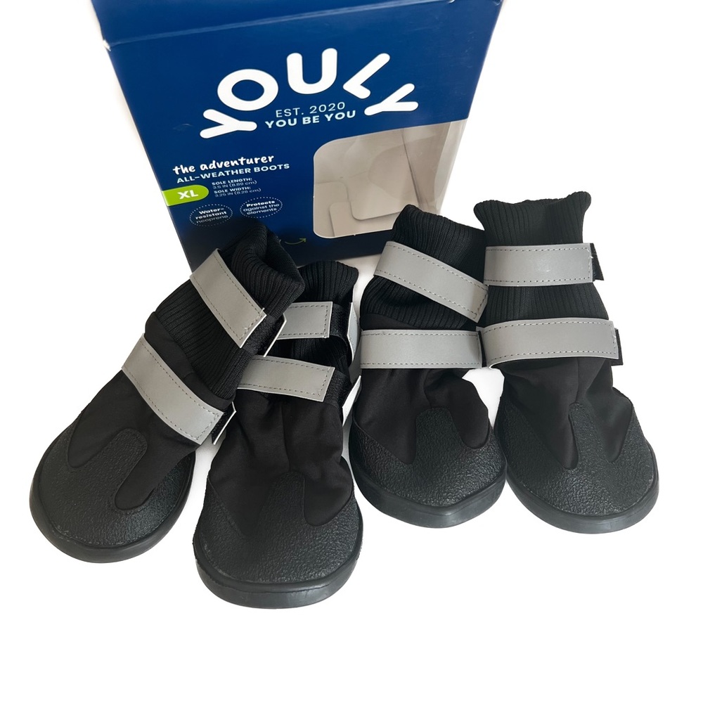 YOULY - Adventurer Water-Resistant All-Weather Dog Boots (Black, XL)